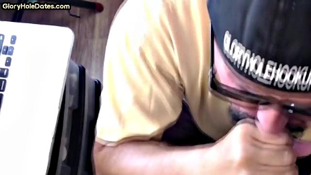 Caught old bearded man suck BBC in gloryhole