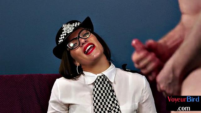 British cop voyeur watches wanker while teasing body