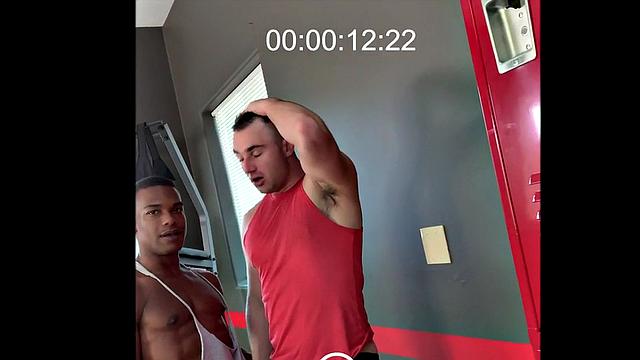 Ripped ebony barebacked in gym by stepbro after bj