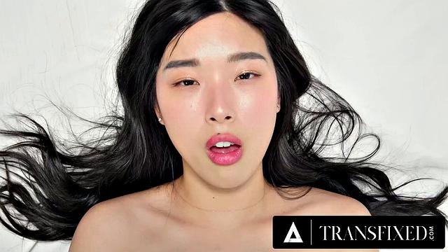 TRANSFIXED - Busty Blonde Trans Brittney Kade Has Shower Sex With Stepbrother's Best Friend