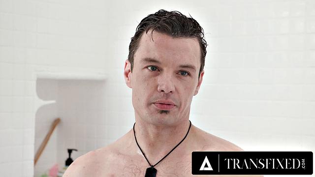 TRANSFIXED - Busty Blonde Trans Brittney Kade Has Shower Sex With Stepbrother's Best Friend