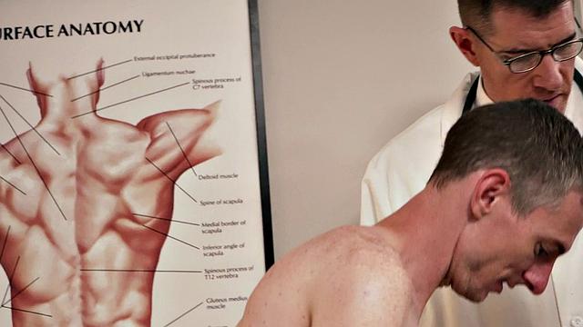 Tiny stud assfucked in infirmary by tall doctor