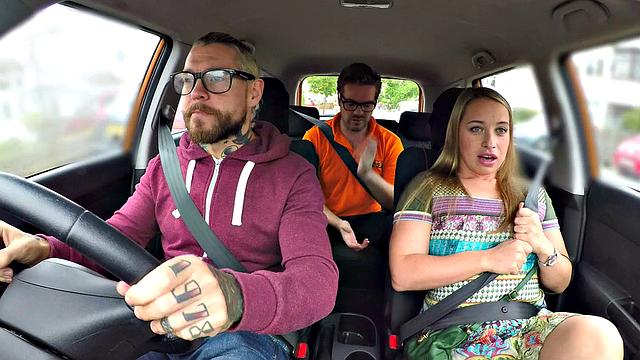 Watch these students get down and dirty with each other in a hot, high-heeled car ride