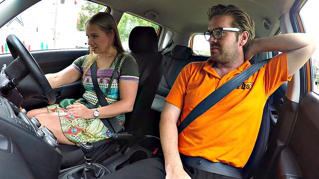 Watch these students get down and dirty with each other in a hot, high-heeled car ride