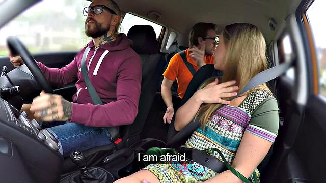 Watch these students get down and dirty with each other in a hot, high-heeled car ride
