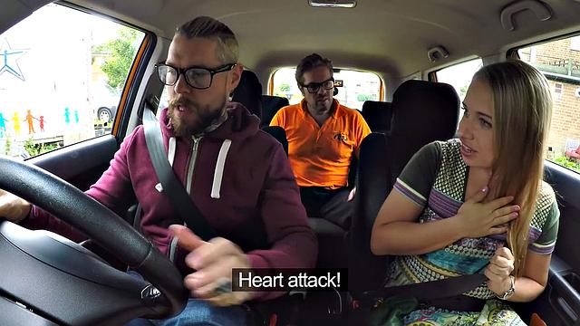 Watch these students get down and dirty with each other in a hot, high-heeled car ride