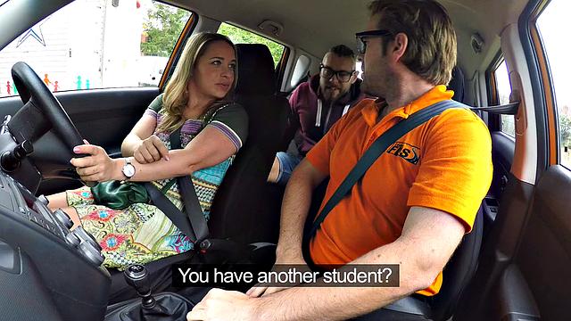 Watch these students get down and dirty with each other in a hot, high-heeled car ride