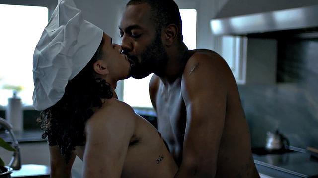 BBC barebacks his food fetish cook BF in the kitchen