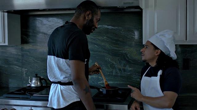 BBC barebacks his food fetish cook BF in the kitchen