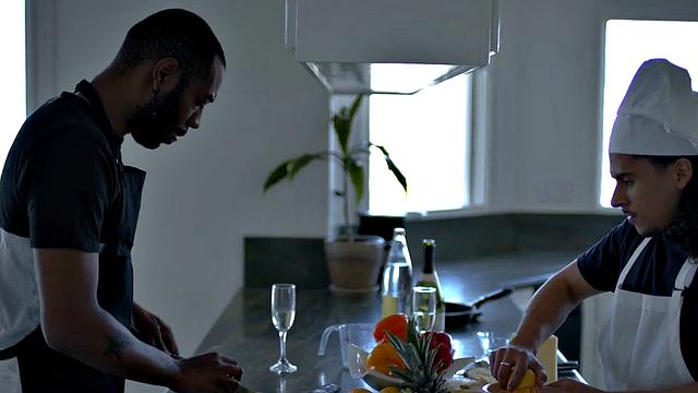 BBC barebacks his food fetish cook BF in the kitchen