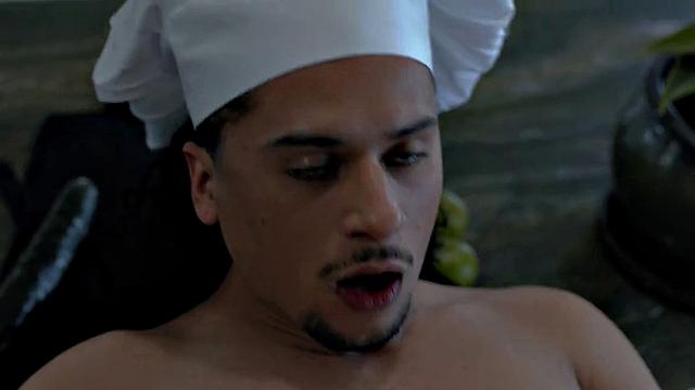 BBC barebacks his food fetish cook BF in the kitchen