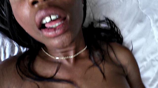 Naughty ebony chick gets a sneaky dick in her trimmed pussy & gets pounded in doggystyle