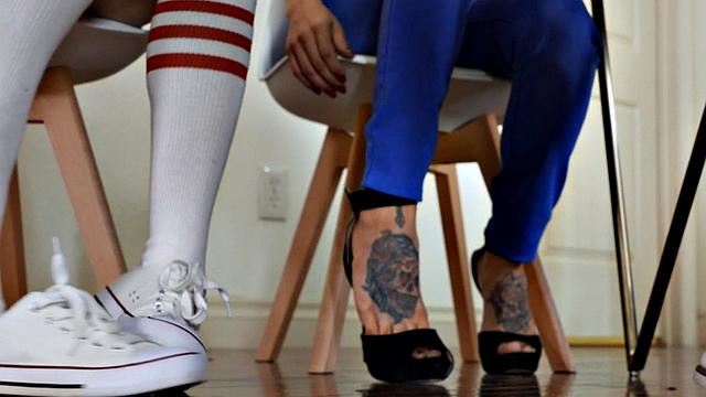 Transgender beauties in threesome fucked by black male dick