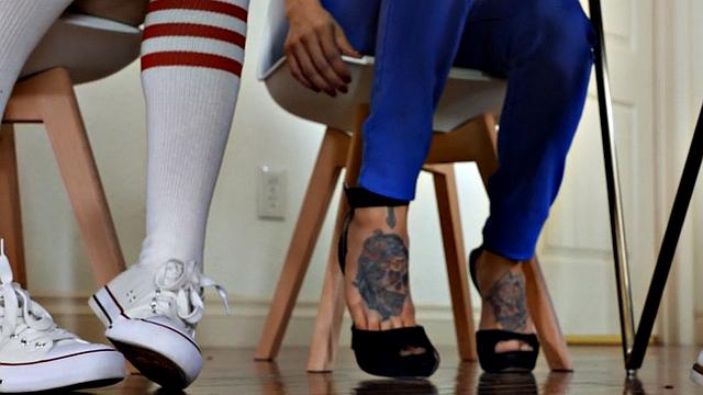 Transgender beauties in threesome fucked by black male dick