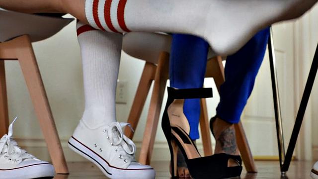 Transgender beauties in threesome fucked by black male dick