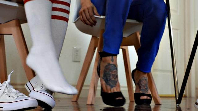 Transgender beauties in threesome fucked by black male dick