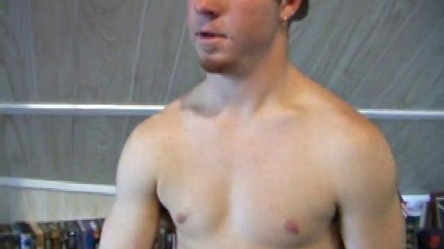 Cory Woodall watches a porn video near his skateboard. The camera takes us on a tour of Cory's body, which looks cuter than ever. When viewed from the floor up, this boy's balls are huge.