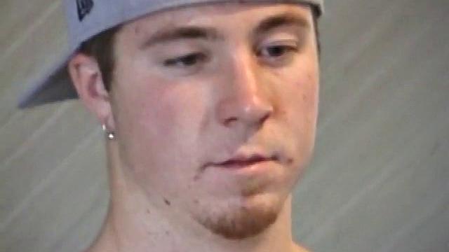 Cory Woodall watches a porn video near his skateboard. The camera takes us on a tour of Cory's body, which looks cuter than ever. When viewed from the floor up, this boy's balls are huge.