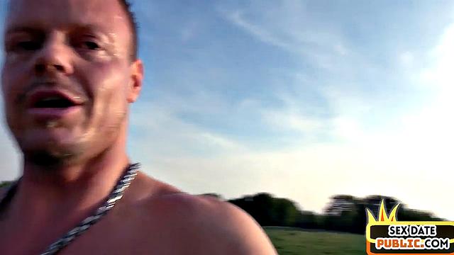 Redhead busty babe fucked in outdoor by sex date