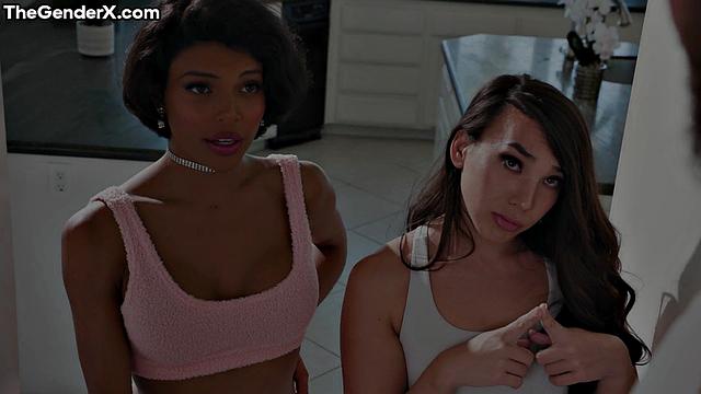 Dreamy trans goddesses spoiling a lad