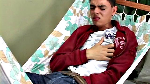 Estefano is a cute Latin twink with sexy boy next door look. By the time he's naked the skinny and smooth boy is down on the floor, sporting a big boner. He fingers himself for added anal stimulation and then gets busy beating off.