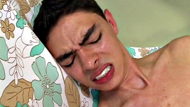 Estefano is a cute Latin twink with sexy boy next door look. By the time he's naked the skinny and smooth boy is down on the floor, sporting a big boner. He fingers himself for added anal stimulation and then gets busy beating off.
