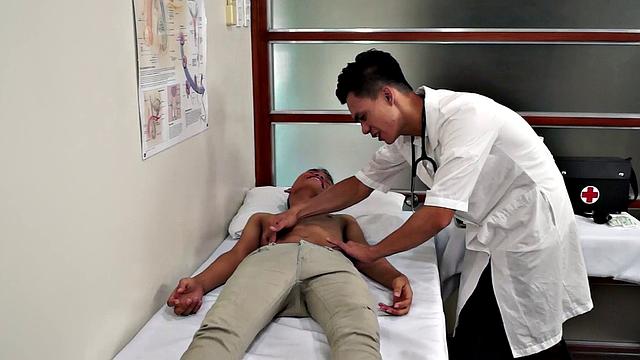 Asian twink fingered and sucked by doctor in the infirmary