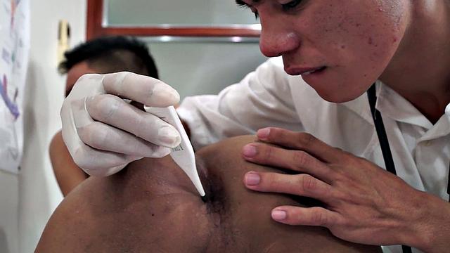Asian twink fingered and sucked by doctor in the infirmary