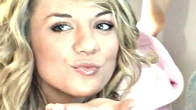 Sexy petite lesbians teasing the camera in close up