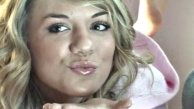 Sexy petite lesbians teasing the camera in close up