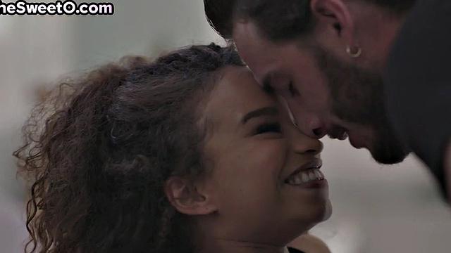 Ebony babe passionately fucked