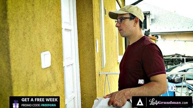 LUSTY GRANDMAS - Horny Granny Marsha Seduces Delivery Stud for Fuck