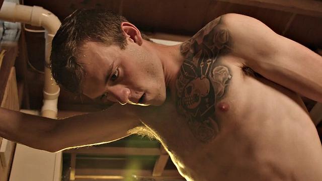 Tied jock gets sucked before raw breeded for cumshots