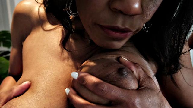 MILF Raven is back to show off big tits and play with pussy