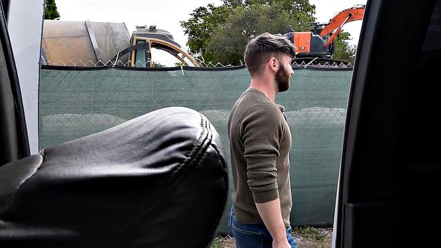 Hairy guy picked up to fuck in public van