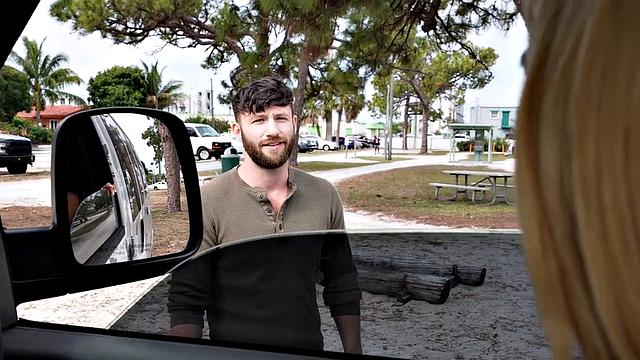 Hairy guy picked up to fuck in public van