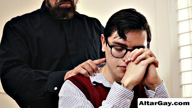 Pervert priest licks this Twink teen's ass