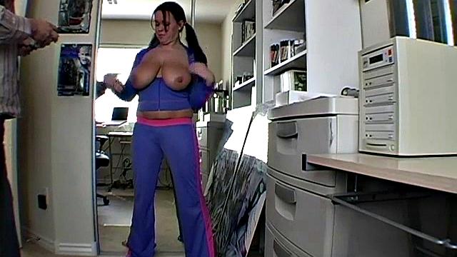 Busty brunette fondles herself