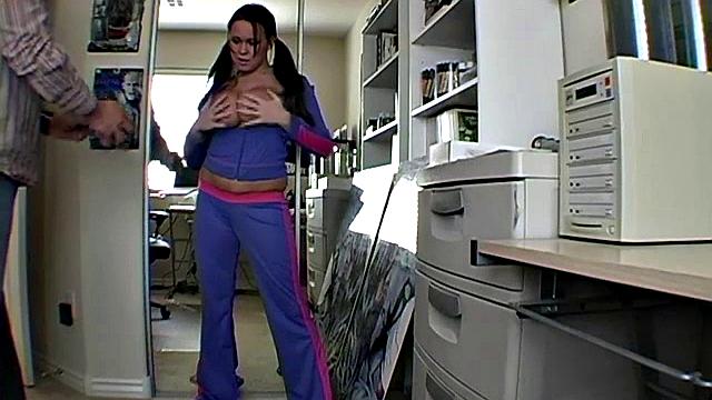 Busty brunette fondles herself