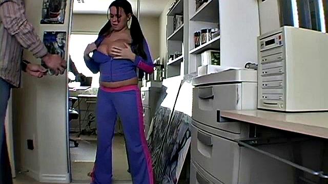 Busty brunette fondles herself