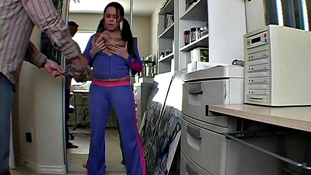 Busty brunette fondles herself