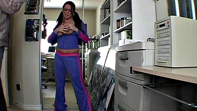 Busty brunette fondles herself