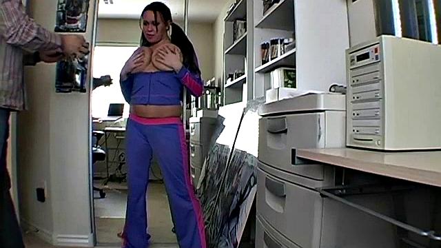 Busty brunette fondles herself