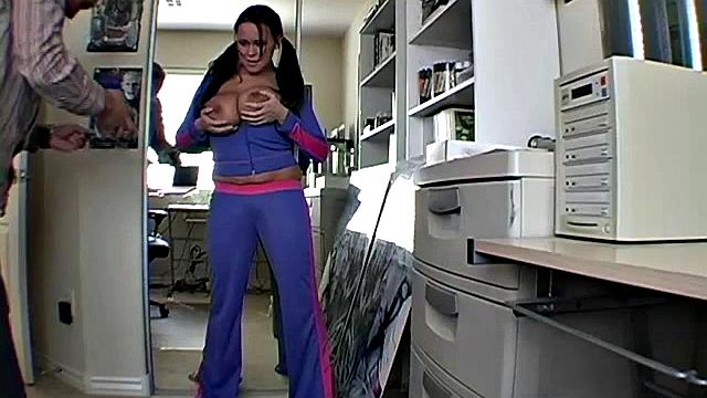 Busty brunette fondles herself