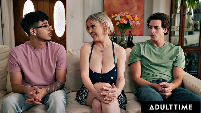 ADULT TIME - Horny Stepbros Team Up To Spitroast Stacked Stepmom Dee Williams