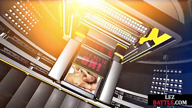 Wrestling lez strapon mouthfucked