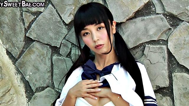 Asian slut banged by big cock in wet pussy.