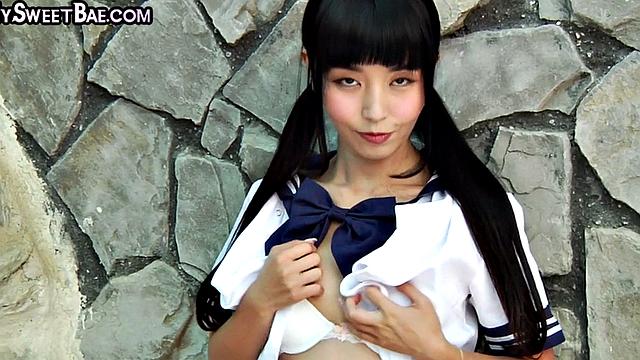 Asian slut banged by big cock in wet pussy.