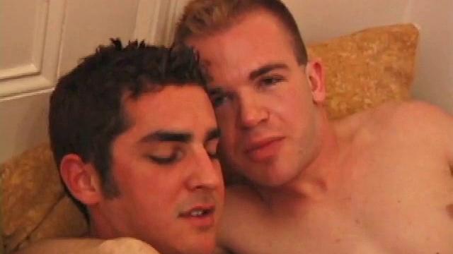 Devon Hart and his buddy Austin Joseph start making out and stripping naked, then finish off by stroking out their warm cum loads