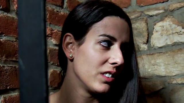 Dungeon CFNM femdoms peg guy in 3some with toy